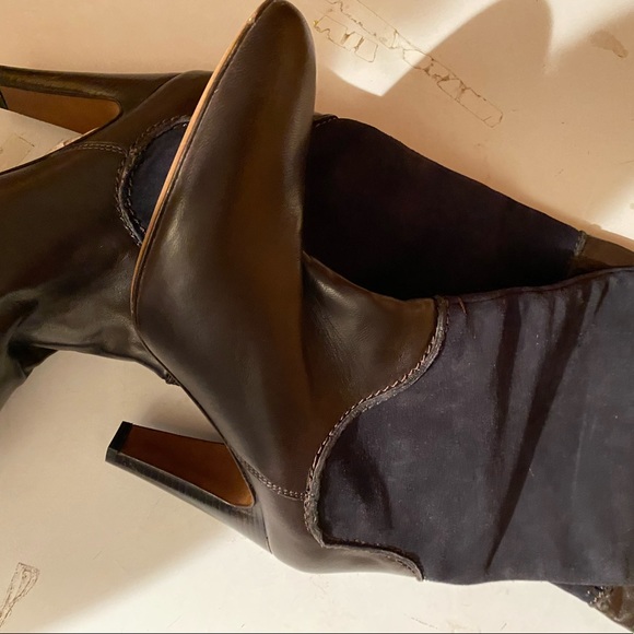 Lush brand suede and leather Italian tall heeled boots - Picture 2 of 5